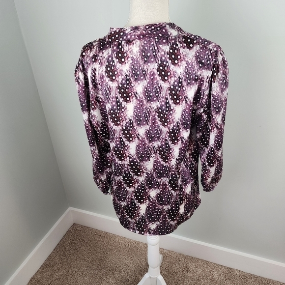 Worthington Women’s Purple Polka Dot Tie Neck Long Sleeve Blouse Top Size Large - Picture 5 of 9
